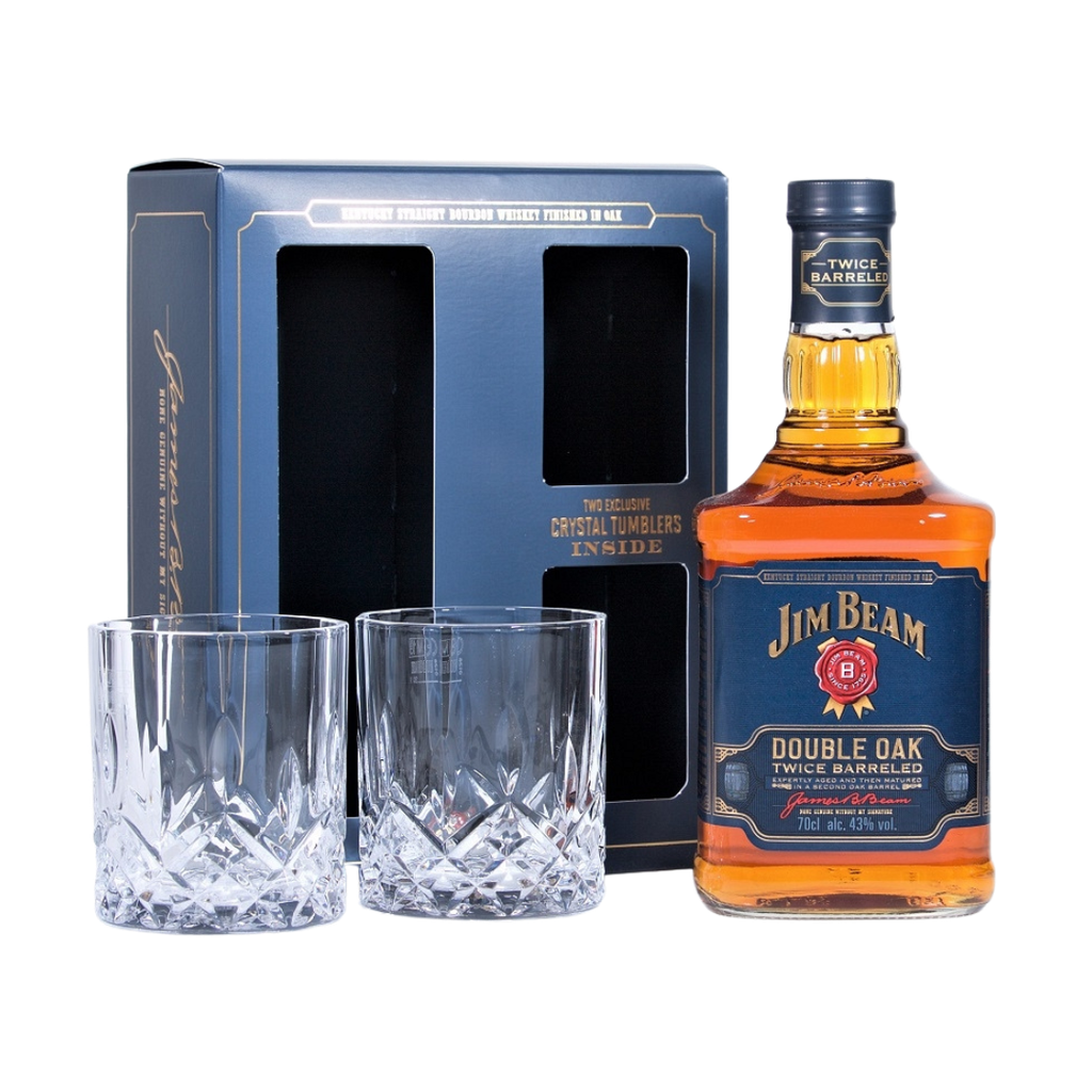 Jim Beam Double Oak Tumbler Whisky Gift Se