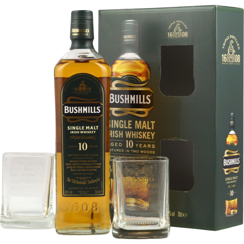 Bushmills 10Y + 2 glazen 70cl