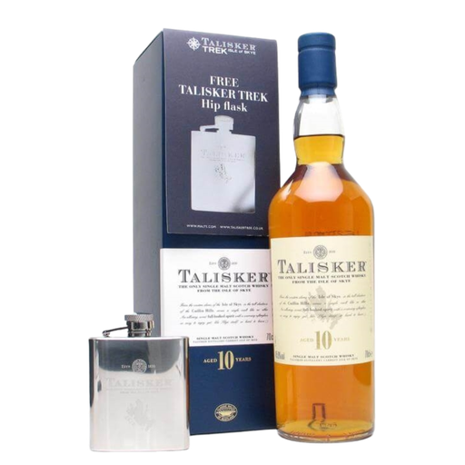 Talisker 10Y Single Malt Whisky Gift Box + Hip Flask 70cl