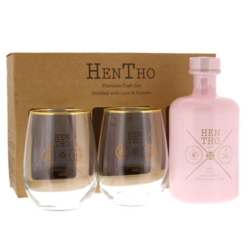 HenTho Pink Gin 50cl + 2 glazen