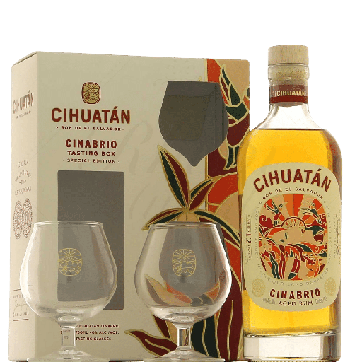 Cihuatan 12 Years Cinabrio Rum 70cl + 2 glazen GBX