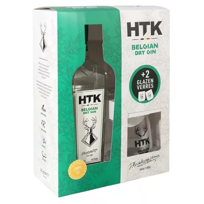 HTK Belgian Dry Gin 70cl + 2 glazen